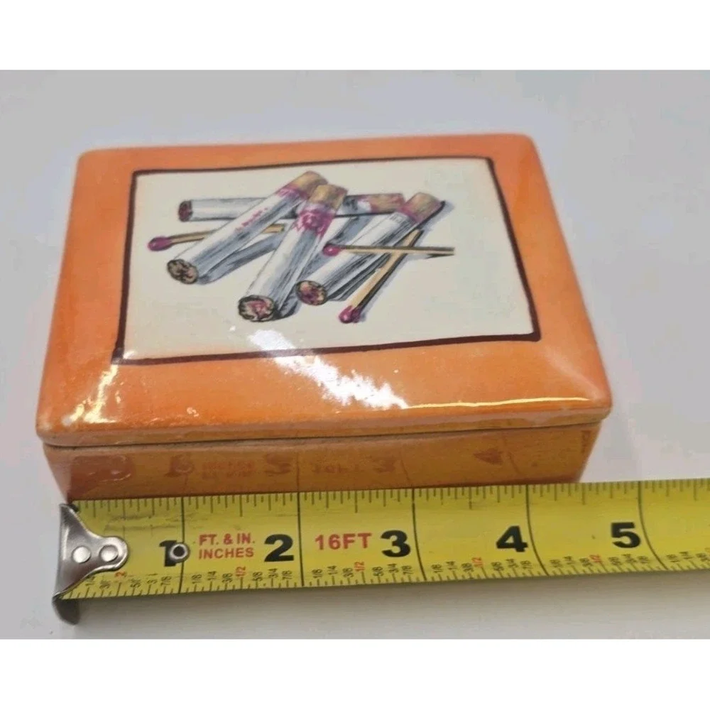 Antique 1920s Czechoslovakia Ceramic Cigarette Box Czecho Art Deco Tobacciana